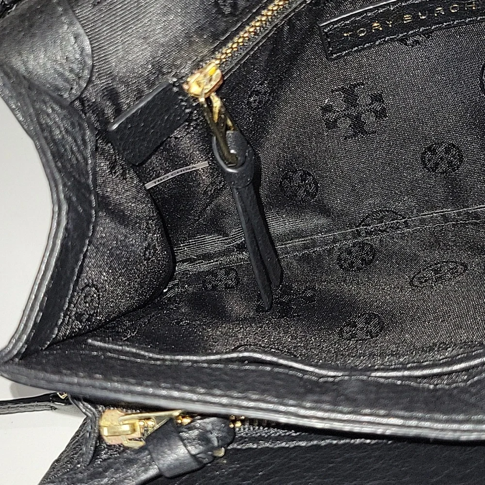 Tory Burch Black Quilted Leather Crossbody Bag with Gold Chain